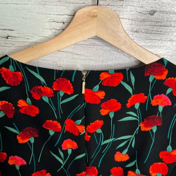 Karl lagerfeld blouse black red floral size 4 - Picture 8 of 10